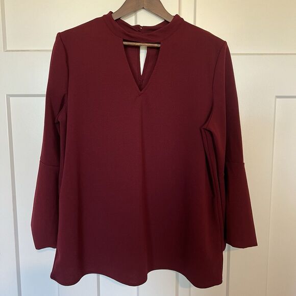 Lane Bryant Tops - Women's Lane Bryant Top 18/20 Burgandy Long Bell Sleeve